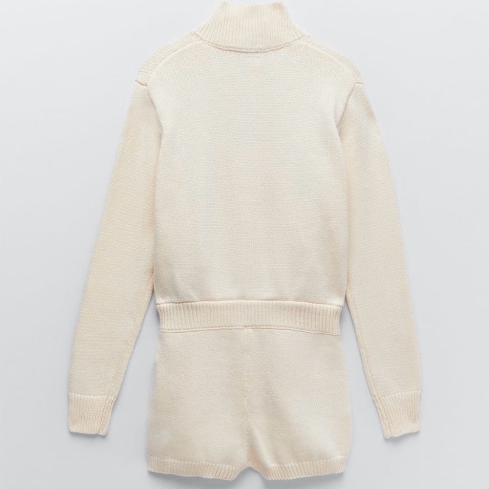 Zara Limited Edition Wool Blend Cream Button Knit Long Sleeve Playsuit Romper - Picture 14 of 14